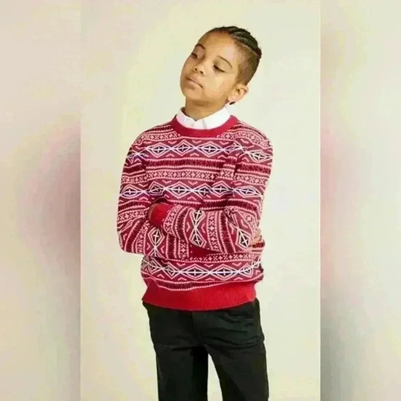 B BY BROOKS BROTHERS BIG BOYS COTTON FAIRISLE CREWNECK SWEATER. - Picture 2 of 7